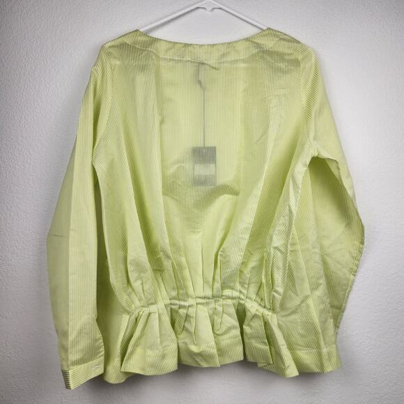 Algini Women Blouse Green Long Sleeve Semi Sheer Ruffle Back Size 42 US 6 NWT - Picture 5 of 10